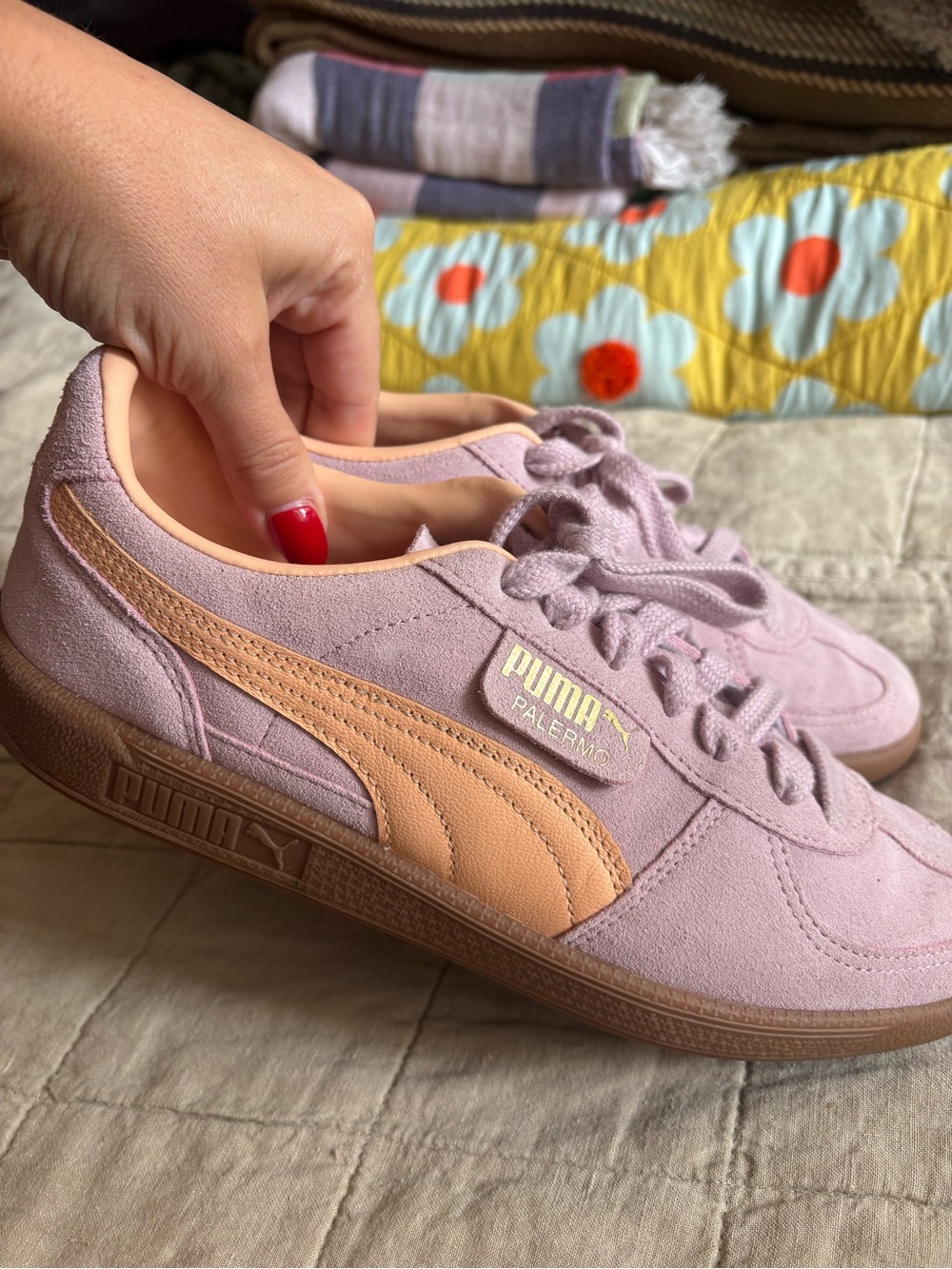 Puma Palermo Women's Sneakers in Lavender with Peach Formstrip